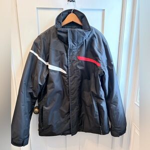 Karbon Men's Black Ski Jacket with Red/White Detailing.